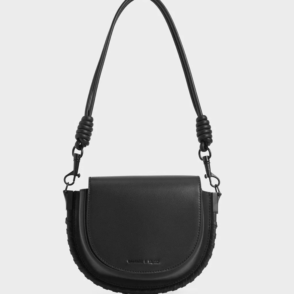 Charles & Keith Gabine Saddle Bag, Black